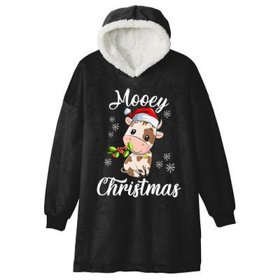 Mooey Christmas Cow Christmas Cute Cow Santa Hat Farmer Hooded Wearable Blanket