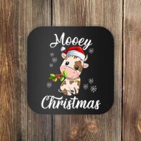 Mooey Christmas Cow Christmas Cute Cow Santa Hat Farmer Coaster