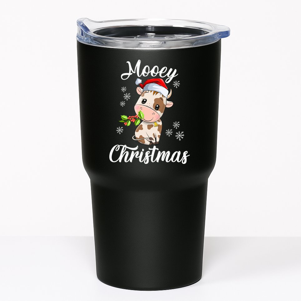 Mooey Christmas Cow Christmas Cute Cow Santa Hat Farmer Tumbler