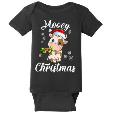 Mooey Christmas Cow Christmas Cute Cow Santa Hat Farmer Baby Bodysuit