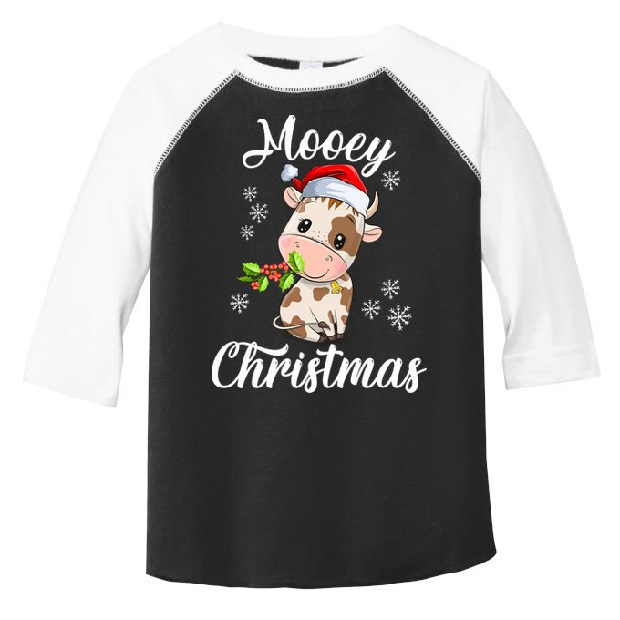 Mooey Christmas Cow Christmas Cute Cow Santa Hat Farmer Toddler Fine Jersey T-Shirt