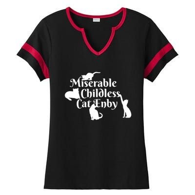 Miserable Childless Cat Enby Ladies Halftime Notch Neck Tee