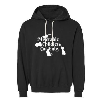Miserable Childless Cat Enby Garment-Dyed Fleece Hoodie