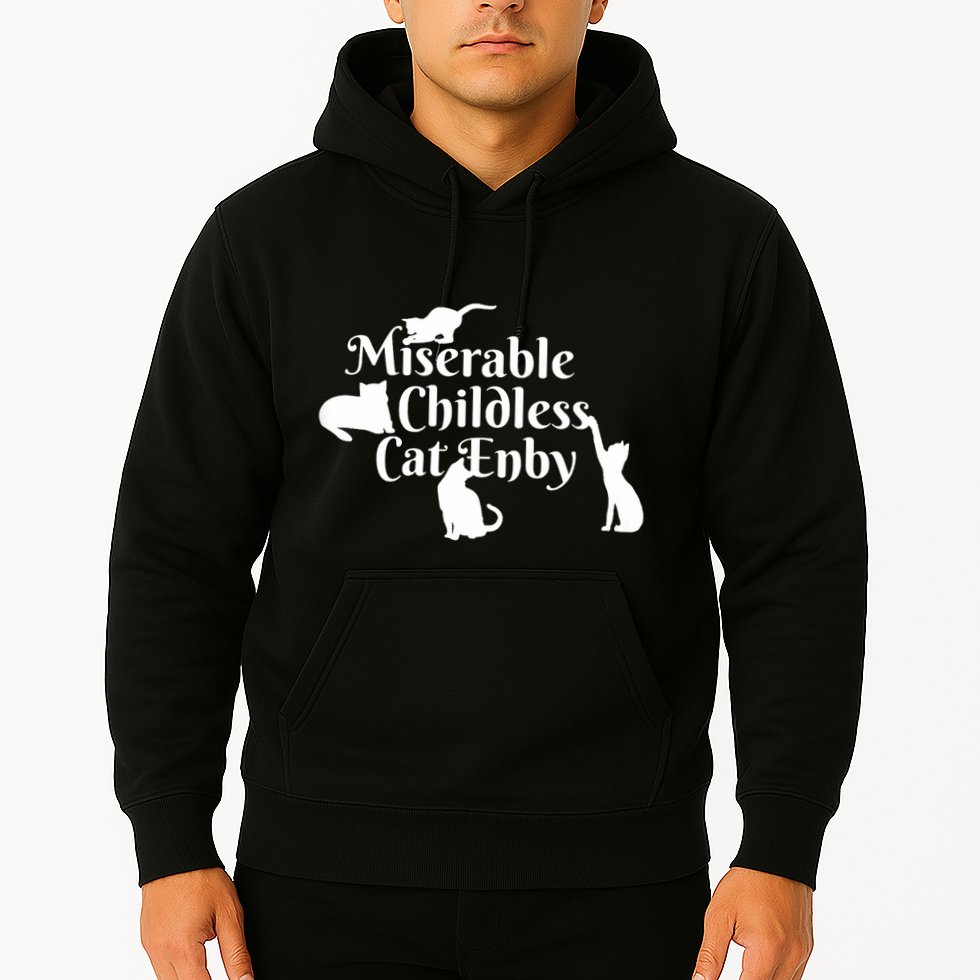 Miserable Childless Cat Enby Hoodie