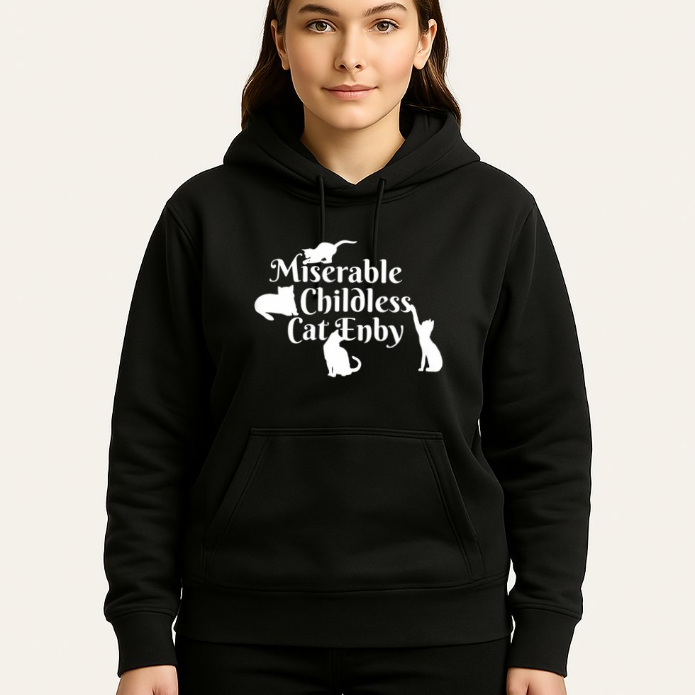 Miserable Childless Cat Enby Hoodie