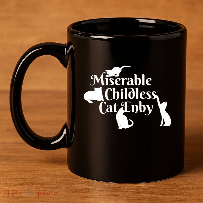 Miserable Childless Cat Enby 11oz C Handle Ceramic Mug