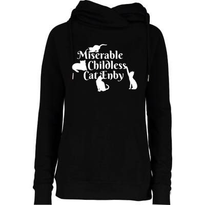 Miserable Childless Cat Enby Womens Funnel Neck Pullover Hood