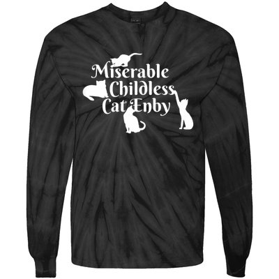 Miserable Childless Cat Enby Tie-Dye Long Sleeve Shirt