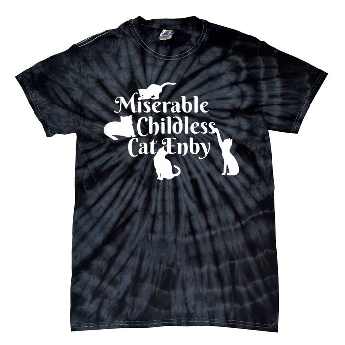 Miserable Childless Cat Enby Tie-Dye T-Shirt