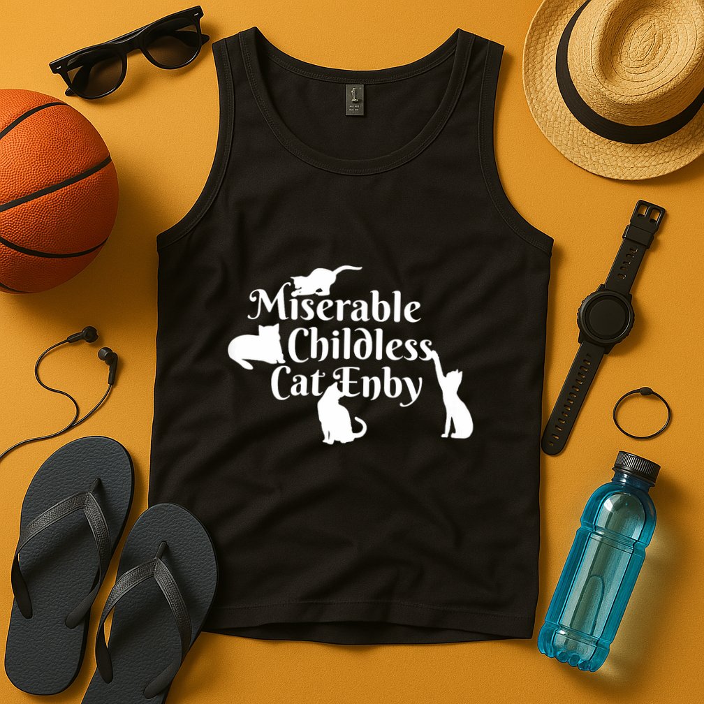 Miserable Childless Cat Enby Tank Top