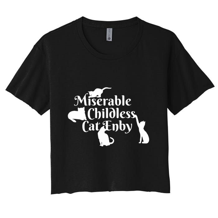 Miserable Childless Cat Enby Women's Crop Top Tee