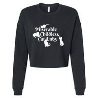Miserable Childless Cat Enby Cropped Pullover Crew