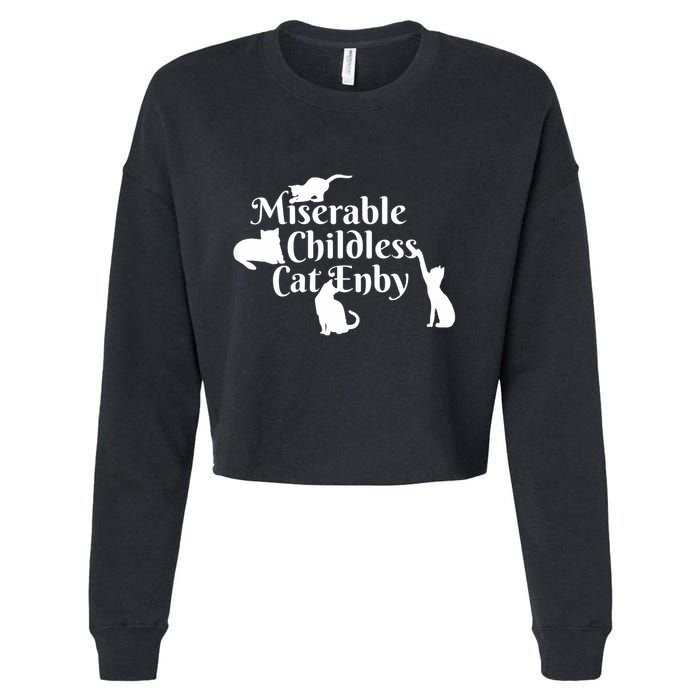 Miserable Childless Cat Enby Cropped Pullover Crew