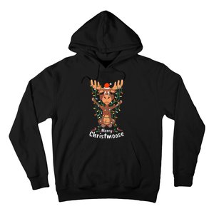 Merry Christmoose Christmas Moose Xmas Tree Lights Gifts Hoodie