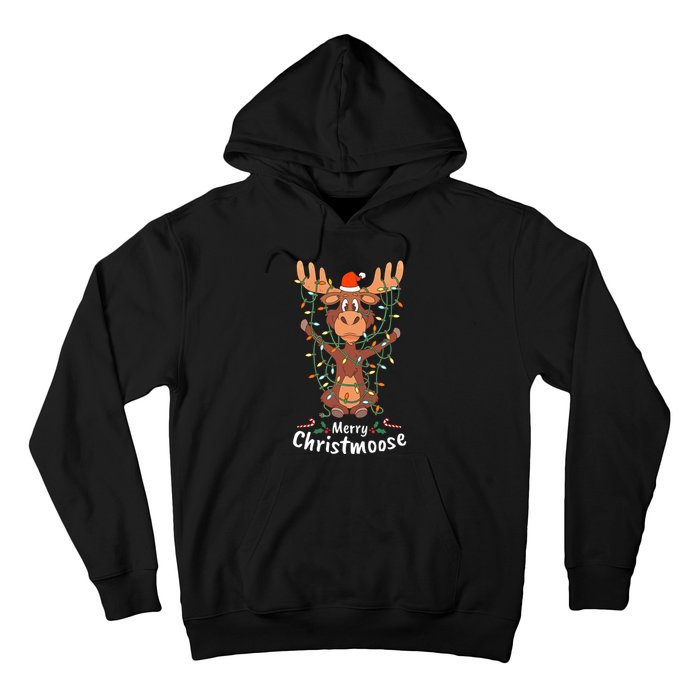 Merry Christmoose Christmas Moose Xmas Tree Lights Gifts Hoodie