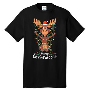 Merry Christmoose Christmas Moose Xmas Tree Lights Gifts Tall T-Shirt