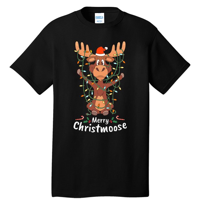 Merry Christmoose Christmas Moose Xmas Tree Lights Gifts Tall T-Shirt