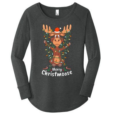 Merry Christmoose Christmas Moose Xmas Tree Lights Gifts Women's Perfect Tri Tunic Long Sleeve Shirt