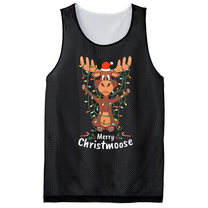 Merry Christmoose Christmas Moose Xmas Tree Lights Gifts Mesh Reversible Basketball Jersey Tank