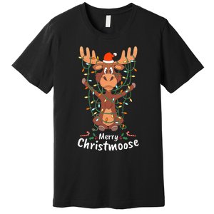 Merry Christmoose Christmas Moose Xmas Tree Lights Gifts Premium T-Shirt