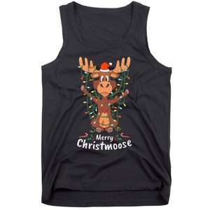 Merry Christmoose Christmas Moose Xmas Tree Lights Gifts Tank Top