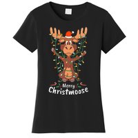 Merry Christmoose Christmas Moose Xmas Tree Lights Gifts Women's T-Shirt