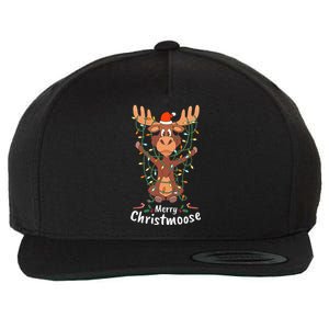 Merry Christmoose Christmas Moose Xmas Tree Lights Gifts Wool Snapback Cap