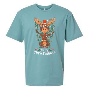 Merry Christmoose Christmas Moose Xmas Tree Lights Gifts Sueded Cloud Jersey T-Shirt