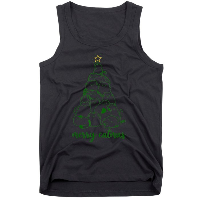 Merry Catmas Cat Christmas Tree S Girls Meowy Catmas Tank Top