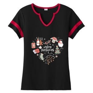 Merry Christmas Candy Cane Having Stocking Christmas Music Ladies Halftime Notch Neck Tee