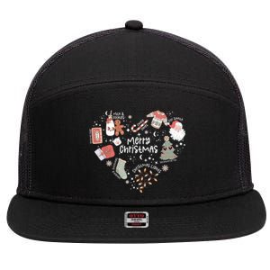 Merry Christmas Candy Cane Having Stocking Christmas Music 7 Panel Mesh Trucker Snapback Hat