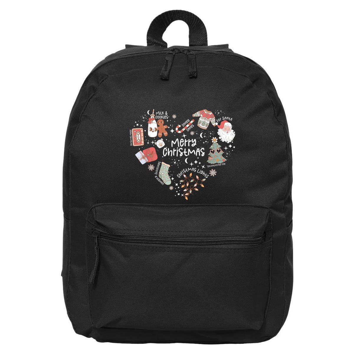 Merry Christmas Candy Cane Having Stocking Christmas Music 16 in Basic Backpack