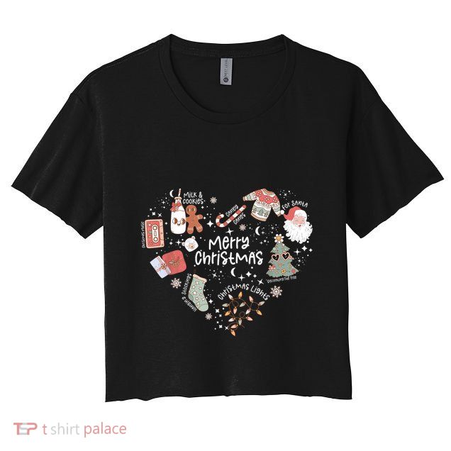 Merry Christmas Candy Cane Having Stocking Christmas Music Crop Top
