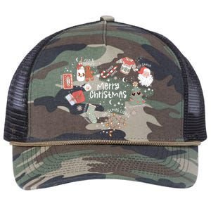 Merry Christmas Candy Cane Having Stocking Christmas Music Retro Rope Trucker Hat Cap