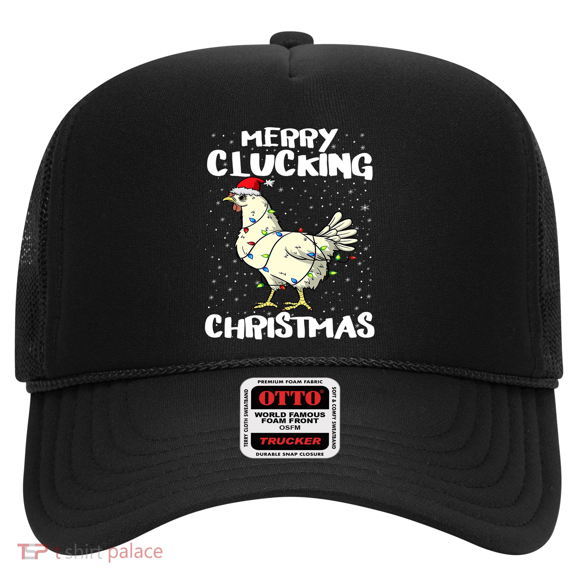 Merry Clucking Christmas Eve Pajama Funny Chicken Santa Pun Trucker Hat