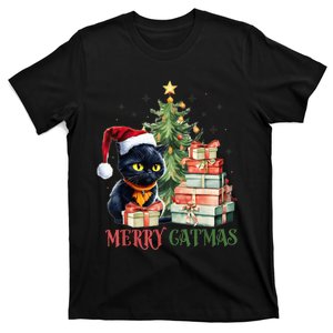 Merry Catmas Cat Christmas Tree Kid Girls Boy Meowy Catmas T-Shirt