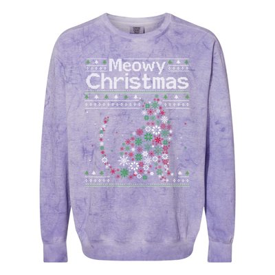 Meowy Catmas Cat Christmas Cute Cat Lover Santa Hat Xmas Colorblast Crewneck Sweatshirt