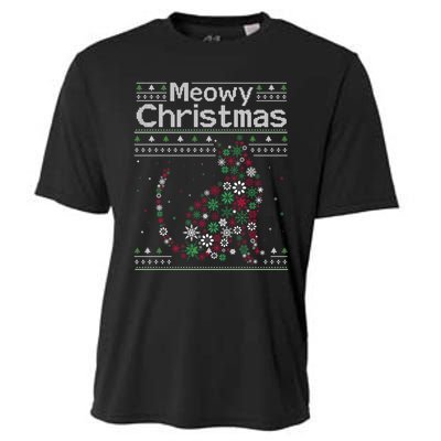 Meowy Catmas Cat Christmas Cute Cat Lover Santa Hat Xmas Cooling Performance Crew T-Shirt