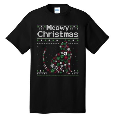 Meowy Catmas Cat Christmas Cute Cat Lover Santa Hat Xmas Tall T-Shirt