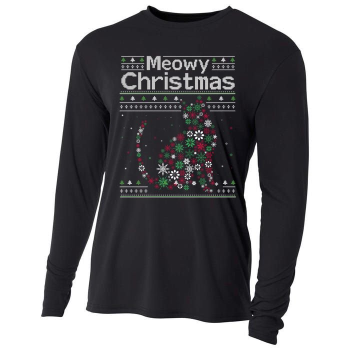 Meowy Catmas Cat Christmas Cute Cat Lover Santa Hat Xmas Cooling Performance Long Sleeve Crew