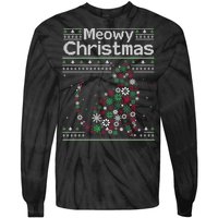 Meowy Catmas Cat Christmas Cute Cat Lover Santa Hat Xmas Tie-Dye Long Sleeve Shirt