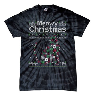 Meowy Catmas Cat Christmas Cute Cat Lover Santa Hat Xmas Tie-Dye T-Shirt