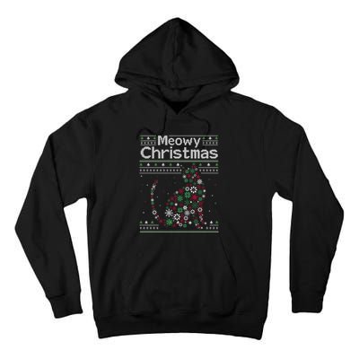 Meowy Catmas Cat Christmas Cute Cat Lover Santa Hat Xmas Tall Hoodie