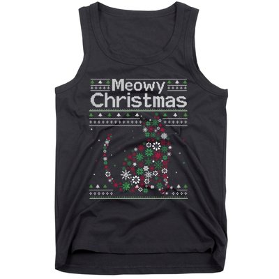 Meowy Catmas Cat Christmas Cute Cat Lover Santa Hat Xmas Tank Top