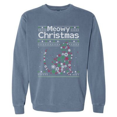 Meowy Catmas Cat Christmas Cute Cat Lover Santa Hat Xmas Garment-Dyed Sweatshirt