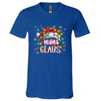 Mama Claus Christmas Santa Hat Matching Family Xmas Lights Meaningful Gift V-Neck T-Shirt