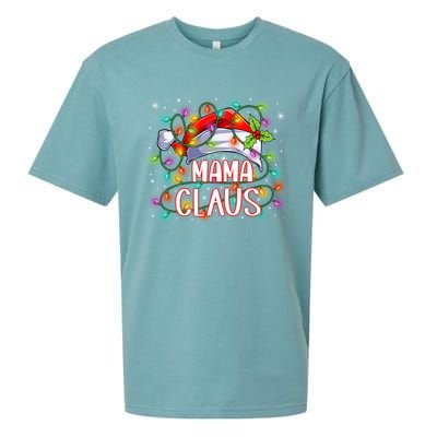 Mama Claus Christmas Santa Hat Matching Family Xmas Lights Meaningful Gift Sueded Cloud Jersey T-Shirt