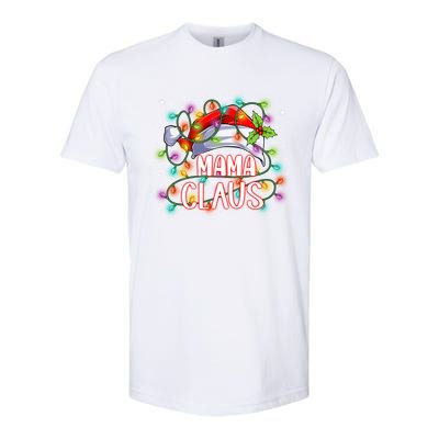 Mama Claus Christmas Santa Hat Matching Family Xmas Lights Meaningful Gift Softstyle CVC T-Shirt