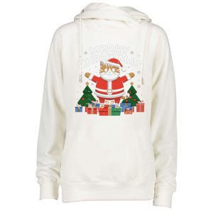 Meowy Christmas Cat Lover Festive Womens Funnel Neck Pullover Hood