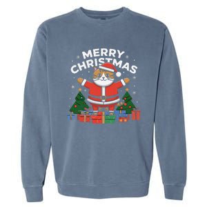 Meowy Christmas Cat Lover Festive Garment-Dyed Sweatshirt